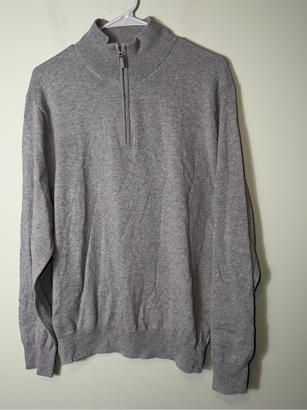 Jos. A. Bank Men's Quarter- Zip Sweater Pullover - Gray 100% Merino Wool Medium